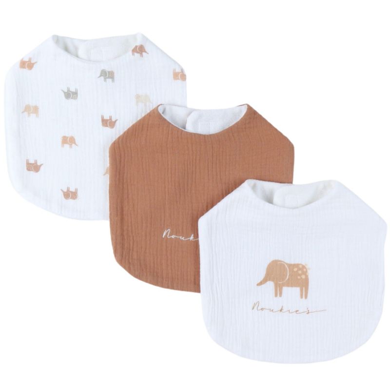 Set 3 bavoirs mousseline Elephants Noukie's Produit 1