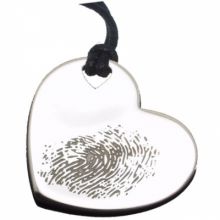 Pendentif empreinte coeur trou coeur avec cordon (or blanc 750°)   par Les Empreintes