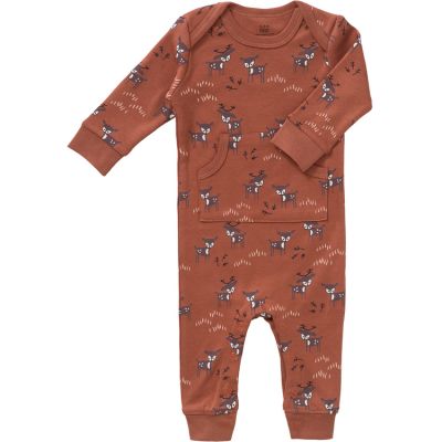 combinaison pyjama en coton bio deer amber brown (0-3 mois : 50 à 60 cm)