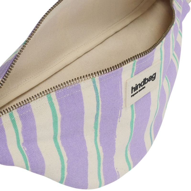 Sac banane Olivia Rayures Larges Violet Hindbag Produit ouvert 4