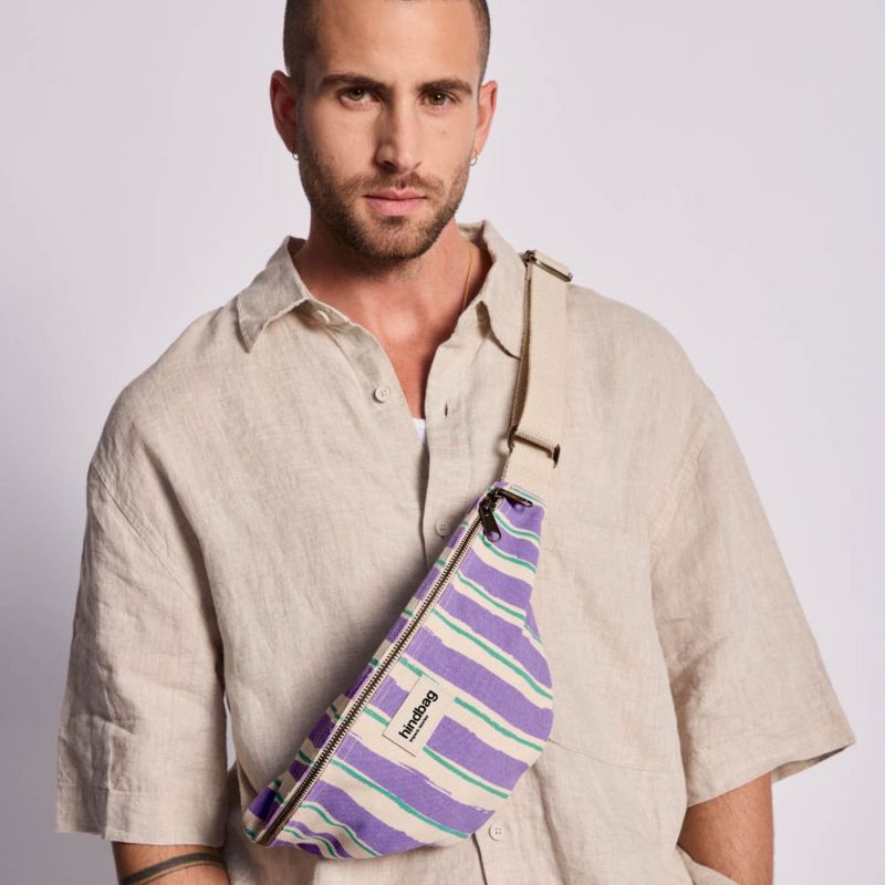 Sac banane Olivia Rayures Larges Violet Hindbag Ambiance 6