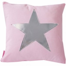 Coussin carré rose étoile argentée (40 x 40 cm)  par Cottonbaby