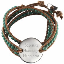 Bracelet cuir maman Indian Turquoise grande médaille (Argent 925° et cuir)  par Petits trésors