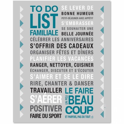 Affiche à encadrer To Do List gris (40 x 50 cm) Mes Mots Déco