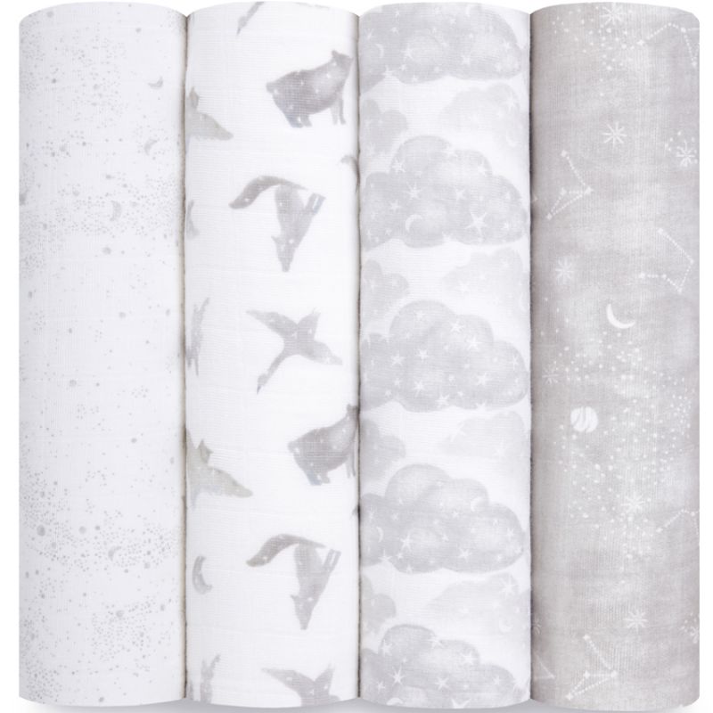 Lot de 4 maxi langes en coton bio map the stars (120 x 120 cm) aden + anais