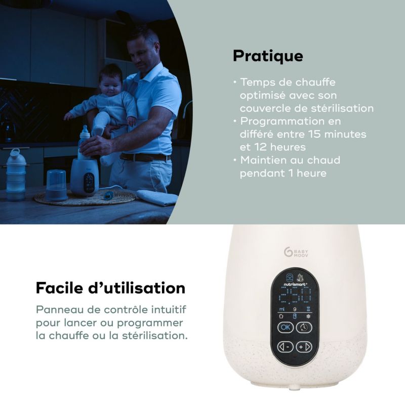 Chauffe biberon Nutrismart + Mineral Beige Babymoov Ambiance 4