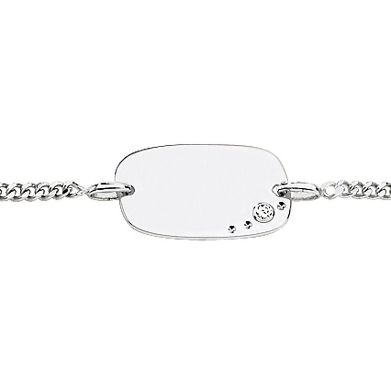 Gourmette bébé plaque rectangulaire (or blanc) Berceau magique bijoux