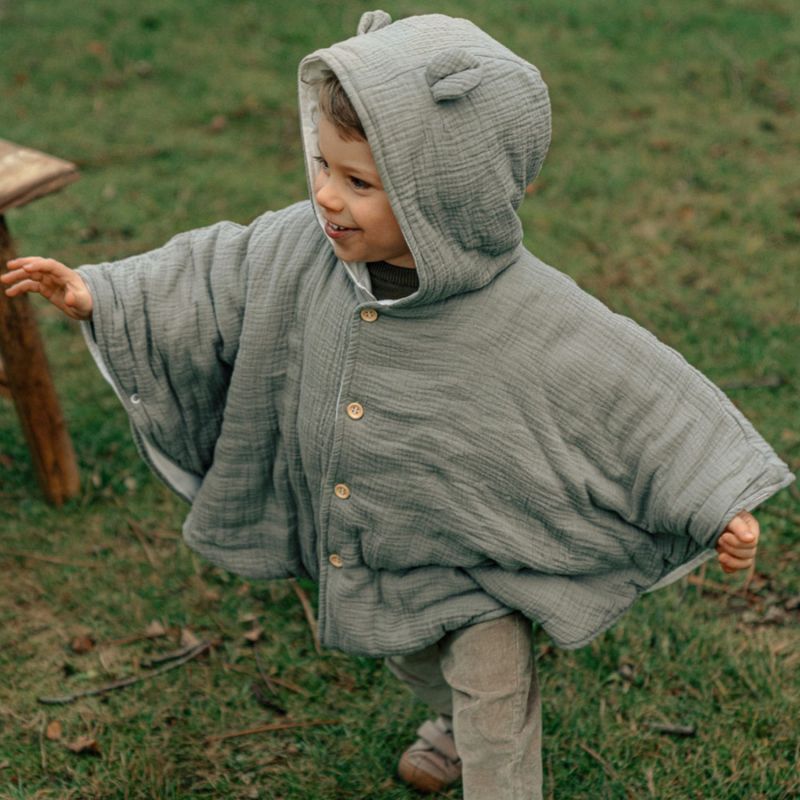 Poncho en mousseline bio Kaki (18-36 mois) Noukie's Ambiance 1