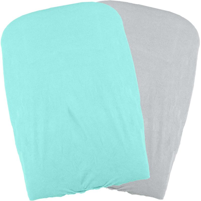 Lot de 2 housses matelas à langer aqua et perle (50 x 75 cm) Domiva