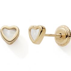 Boucles d'oreilles Coeur nacré (or jaune 375°) - Baby bijoux