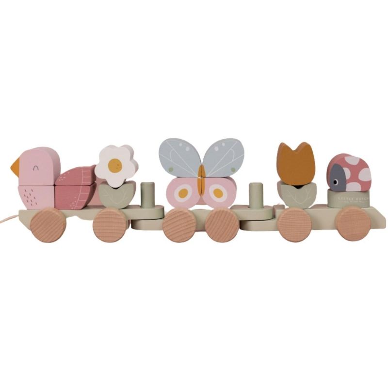 Train de construction Flowers & Butterflies (17 pièces) Little Dutch