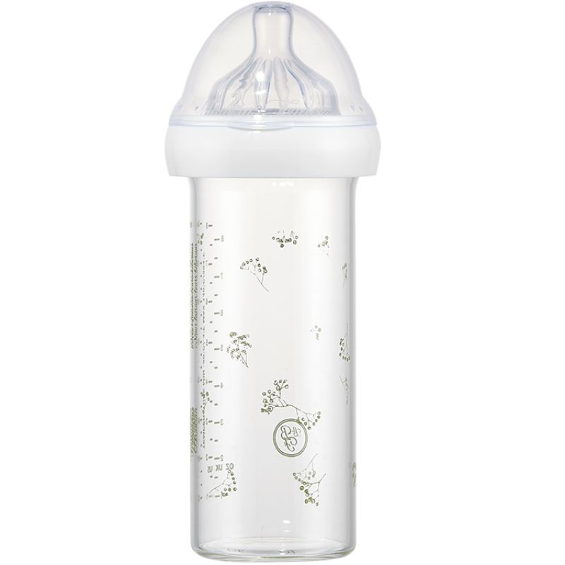 Biberon verre anti colique Gypsophile vert 240ml (personnalisable) Le Biberon Français