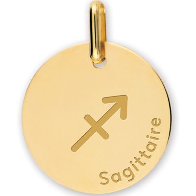 Médaille zodiaque Sagittaire personnalisable (or jaune 375°)  par Lucas Lucor