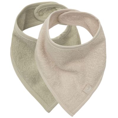 Lot de 2 bavoirs bandana Soft Matcha-Sand