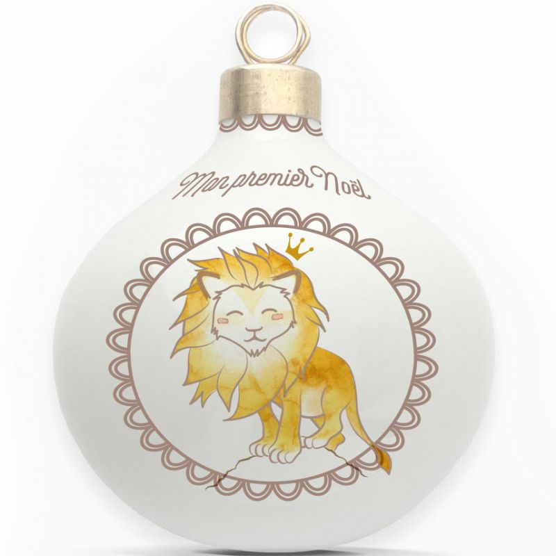 Boule en porcelaine Mon premier Noël Lion Gaëlle Duval