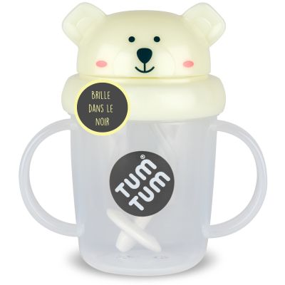 Tasse antifuite avec paille lestée Ours phosphorescente (200 ml) TUM TUM