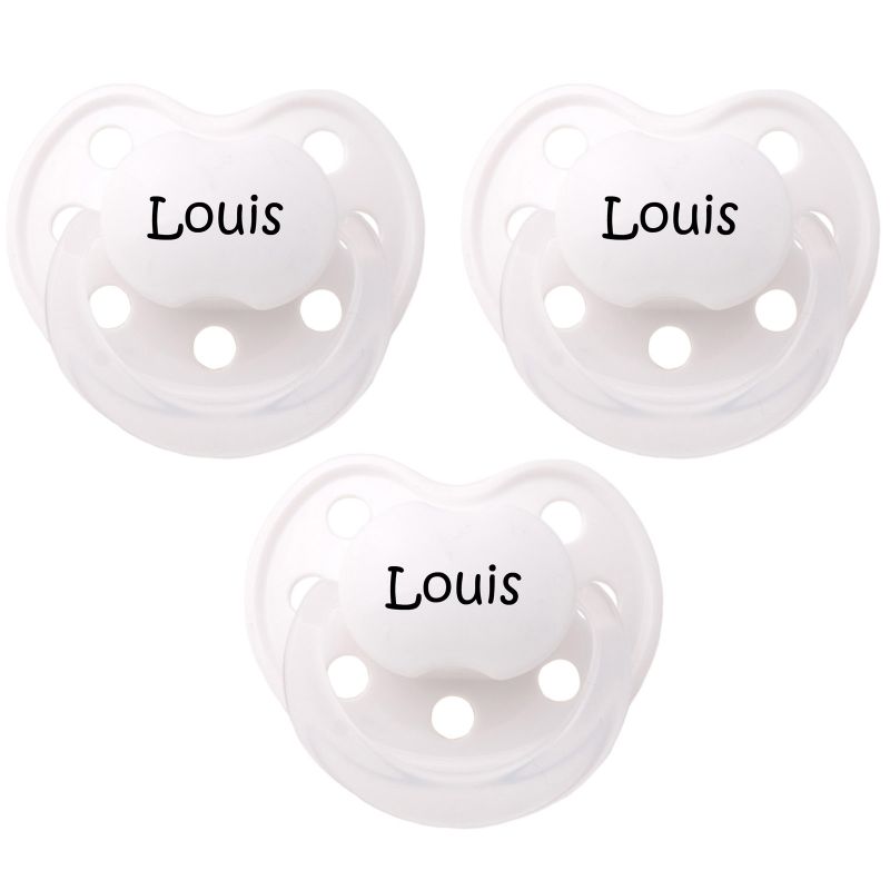 Lot de 3 sucettes personnalisables anatomiques Deluxe blanc en latex (3-36 mois) Baby Tute