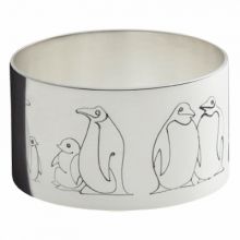 Rond de serviette Pingouins (métal argenté)  par Ercuis
