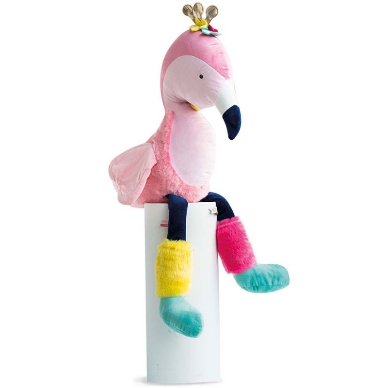 Peluche géante flamant rose Tropi'cool (80 cm) Doudou et Compagnie