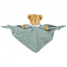 Doudou plat avec hochet Ours Celadon - Trousselier