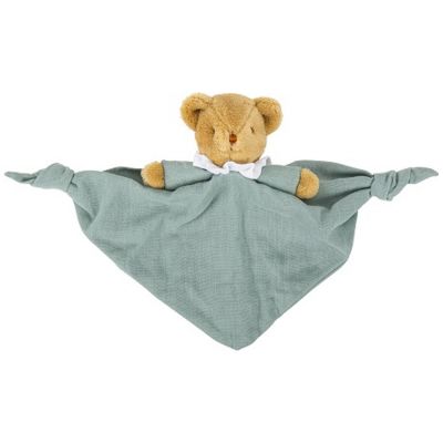 Doudou plat avec hochet Ours Celadon Trousselier