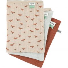 Lot de 3 gants de toilette en mousseline Babbling Birds - Trixie