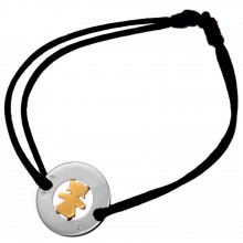 Bracelet cordon Bulle petite fille ou petit garçon 14 mm (or blanc 750°, motif or jaune 750°)  par Loupidou