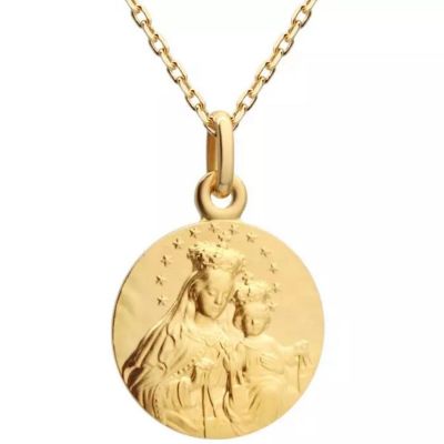 Collier chaîne médaille Mont Carmel personnalisable (plaqué or) Petits trésors