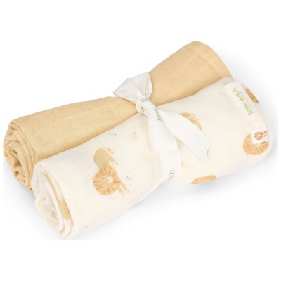 Set de 2 langes en gaze de coton Safari Leo (70 x 70 cm)