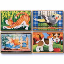 Set petits puzzles en bois Animaux domestiques (4 puzzles)  par Melissa & Doug