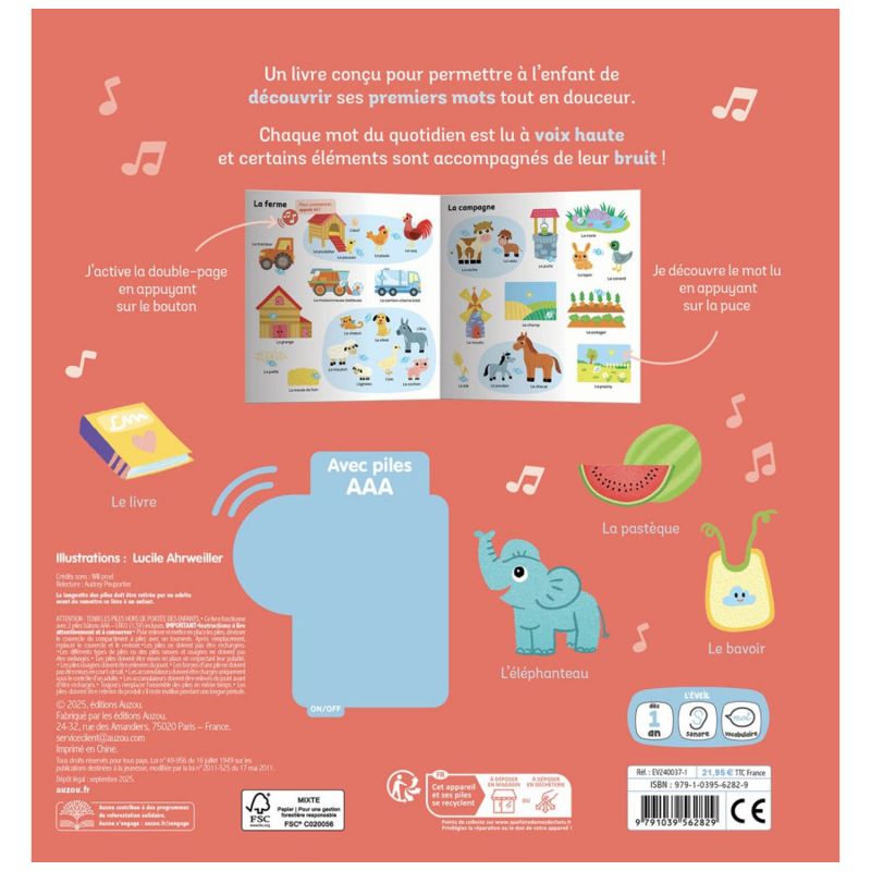 Livre Mes premiers 500 mots sonores Auzou Editions Produit 4