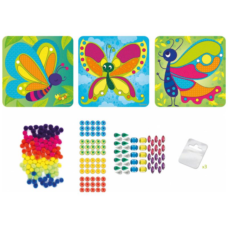 Coffret 3 tableaux Pompoms Papillons Sycomore Produit 3