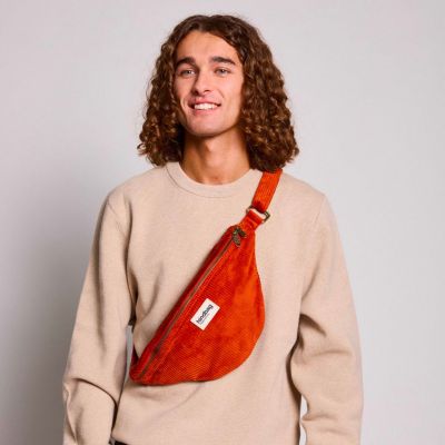 Sac banane Sasha L Velours Brique