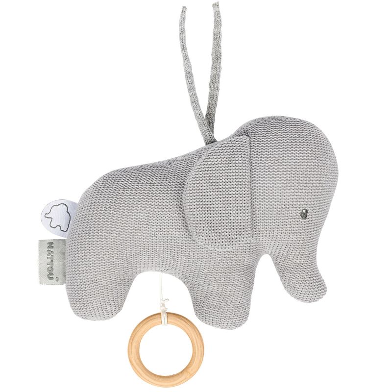 Peluche musicale à suspendre en tricot Tembo l'éléphant (21 cm) Nattou