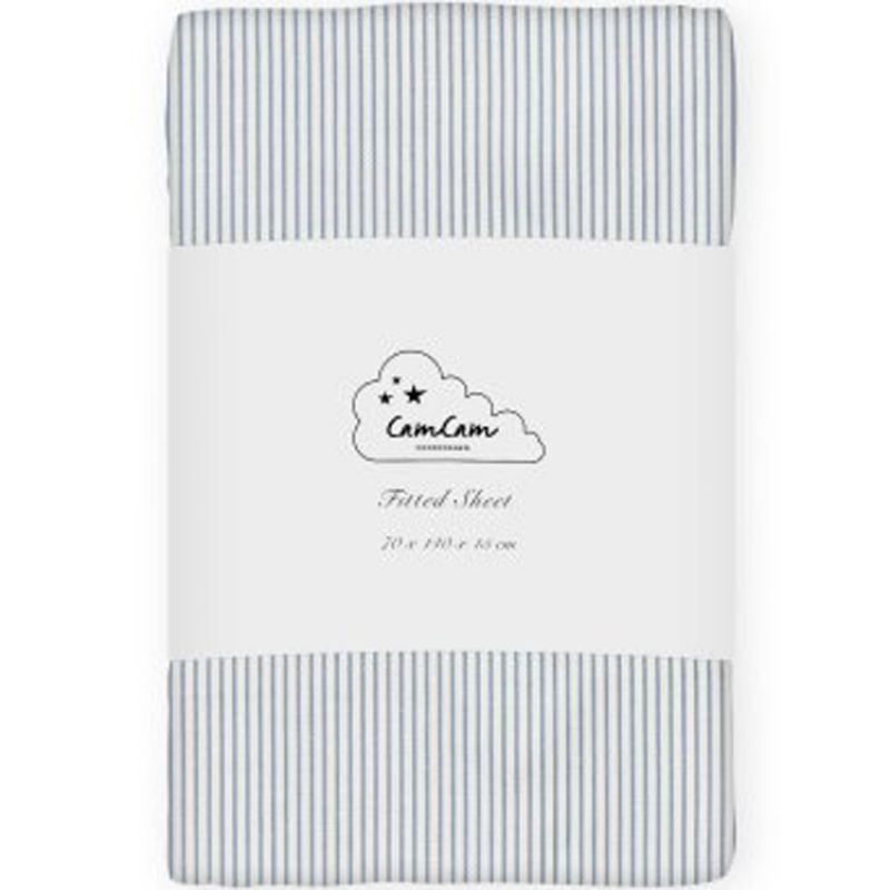 Drap housse en coton bio Classic Stripes Blue (70 x 140 cm) Cam Cam Copenhagen