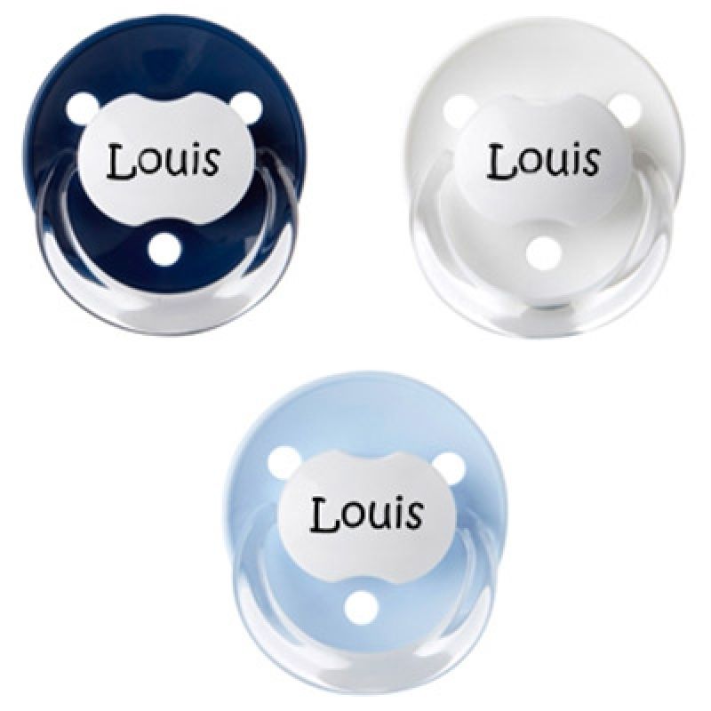 Lot de 3 sucettes personnalisables garçon rondes Baby-nova en silicone (3-36 mois) Baby Tute