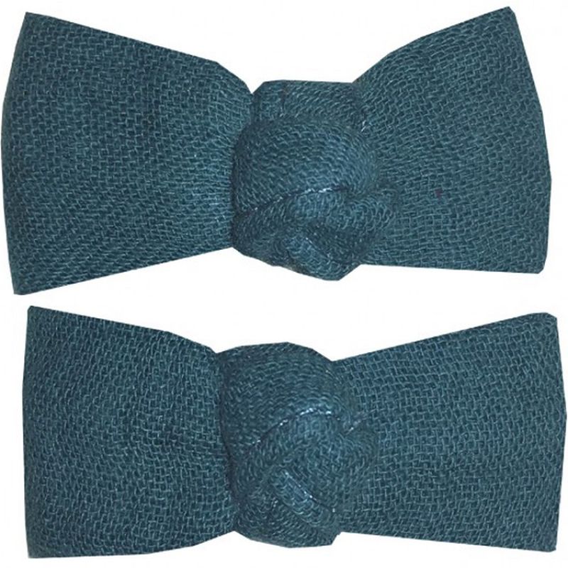 Lot de 2 barrettes noeuds vert paon BB & Co