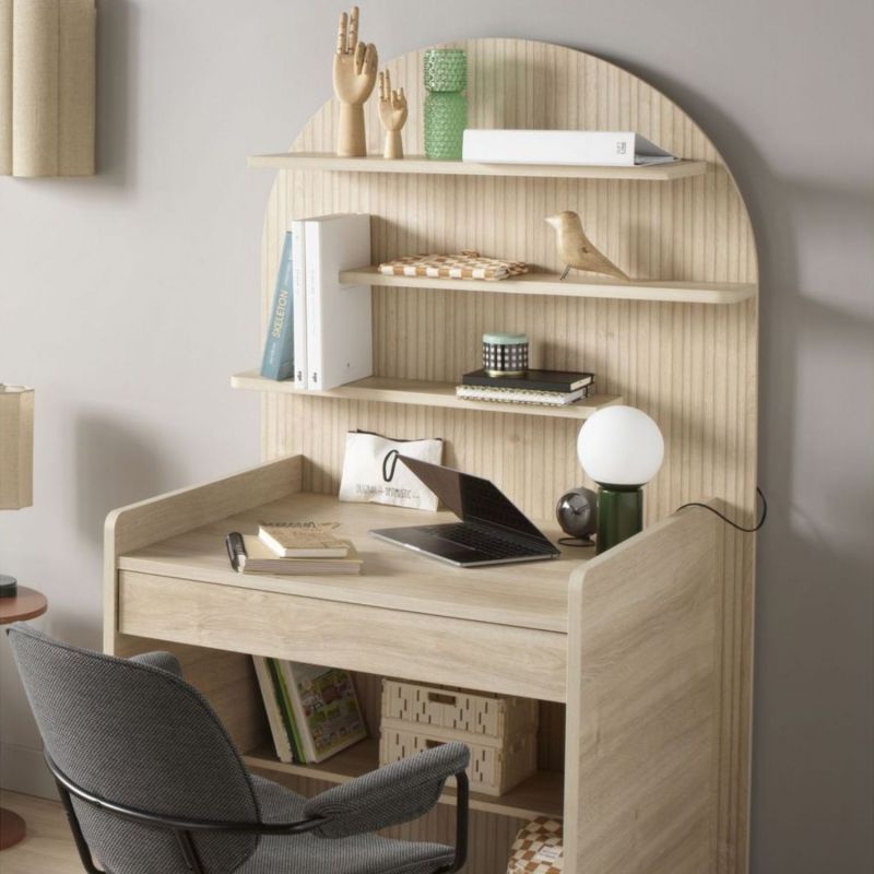 Commode à langer évolutive en bureau Arche Chêne strié Sauthon mobilier Ambiance 5