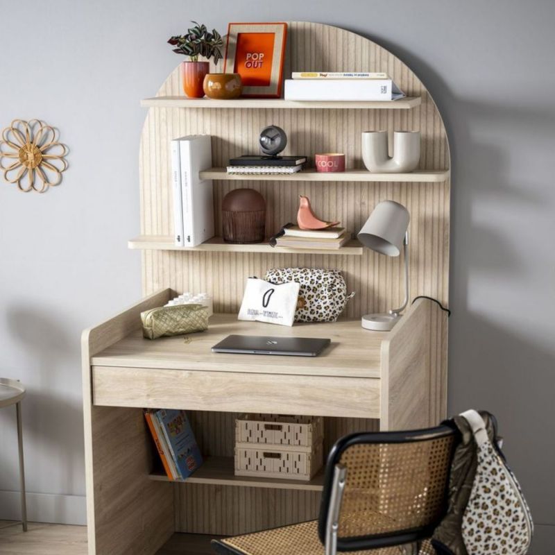 Commode à langer évolutive en bureau Arche Chêne strié Sauthon mobilier Ambiance 8