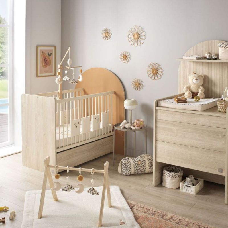 Commode à langer évolutive en bureau Arche Chêne strié Sauthon mobilier Ambiance 9