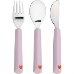 Couverts en silicone Happy Rascals Coeur lavande (3 pièces) - Lässig 
