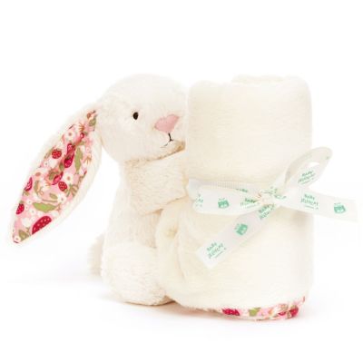 Doudou plat Lapin en fleurs Cream