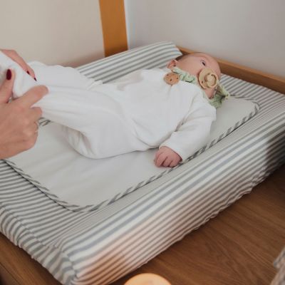 Matelas à langer avec housse Home Praliné Rayures Matcha
