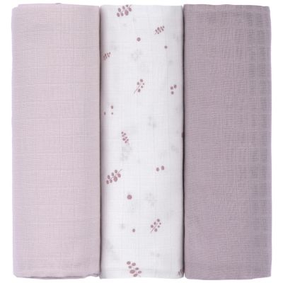 Lot de 3 langes mousseline Fruits rouges (80x80 cm)