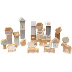 Set de cubes en bois Farm (34 pièces) - Jollein