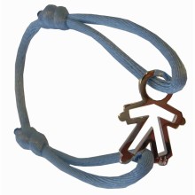 Bracelet cordon papa silhouette ajourée petit garçon 30 mm (or blanc 750°)  par Loupidou