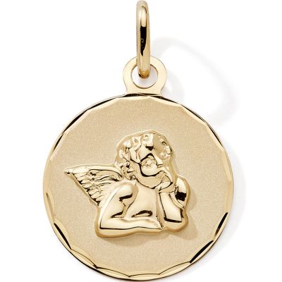 Médaille ronde Ange 15 mm (or jaune 375°)  par Baby bijoux