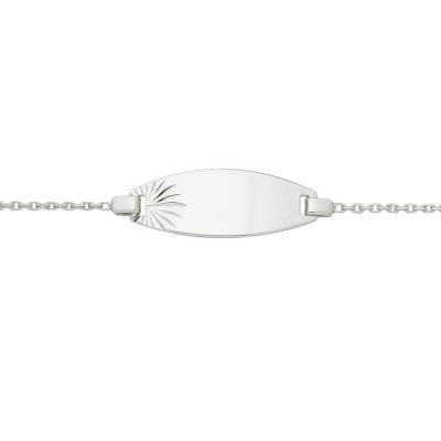 Gourmette bébé plaque tonneau étoile (or blanc 375°) Berceau magique bijoux