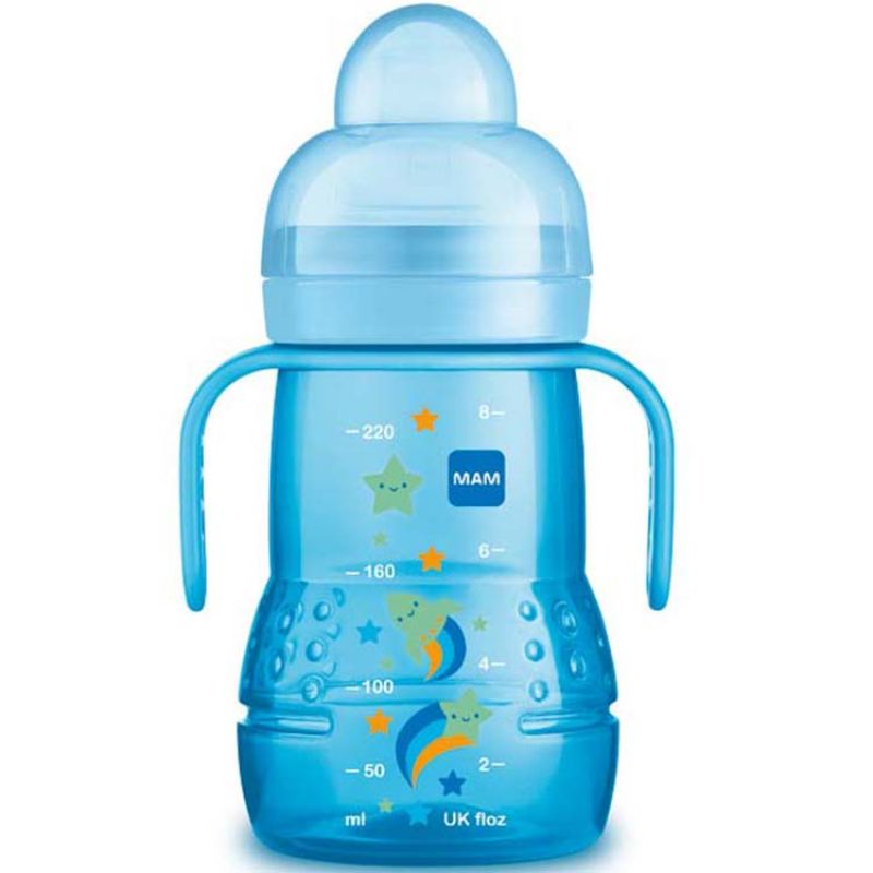 Biberon de transition Space Love bleu - débit 3 rapide (220 ml) MAM