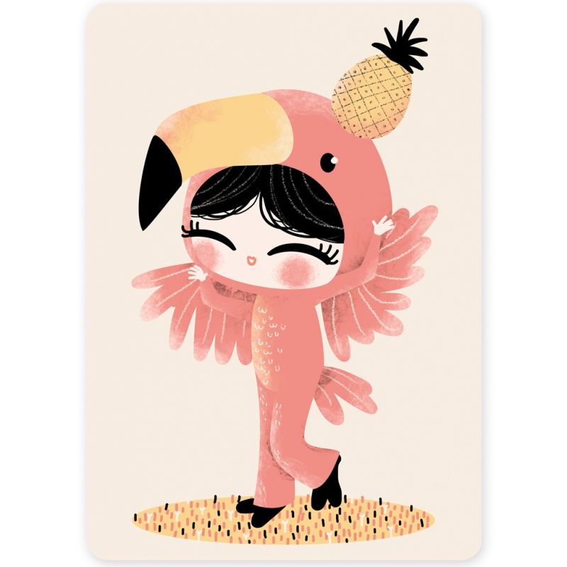 Carte A6 carte Les Adorables Costumés le Flamant Rose  Kanzilue